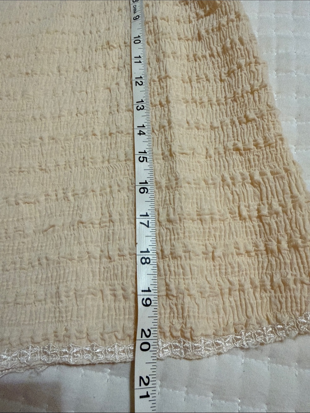Lace Yoke Textured Blouse in Light Peach - Picture 7 of 9